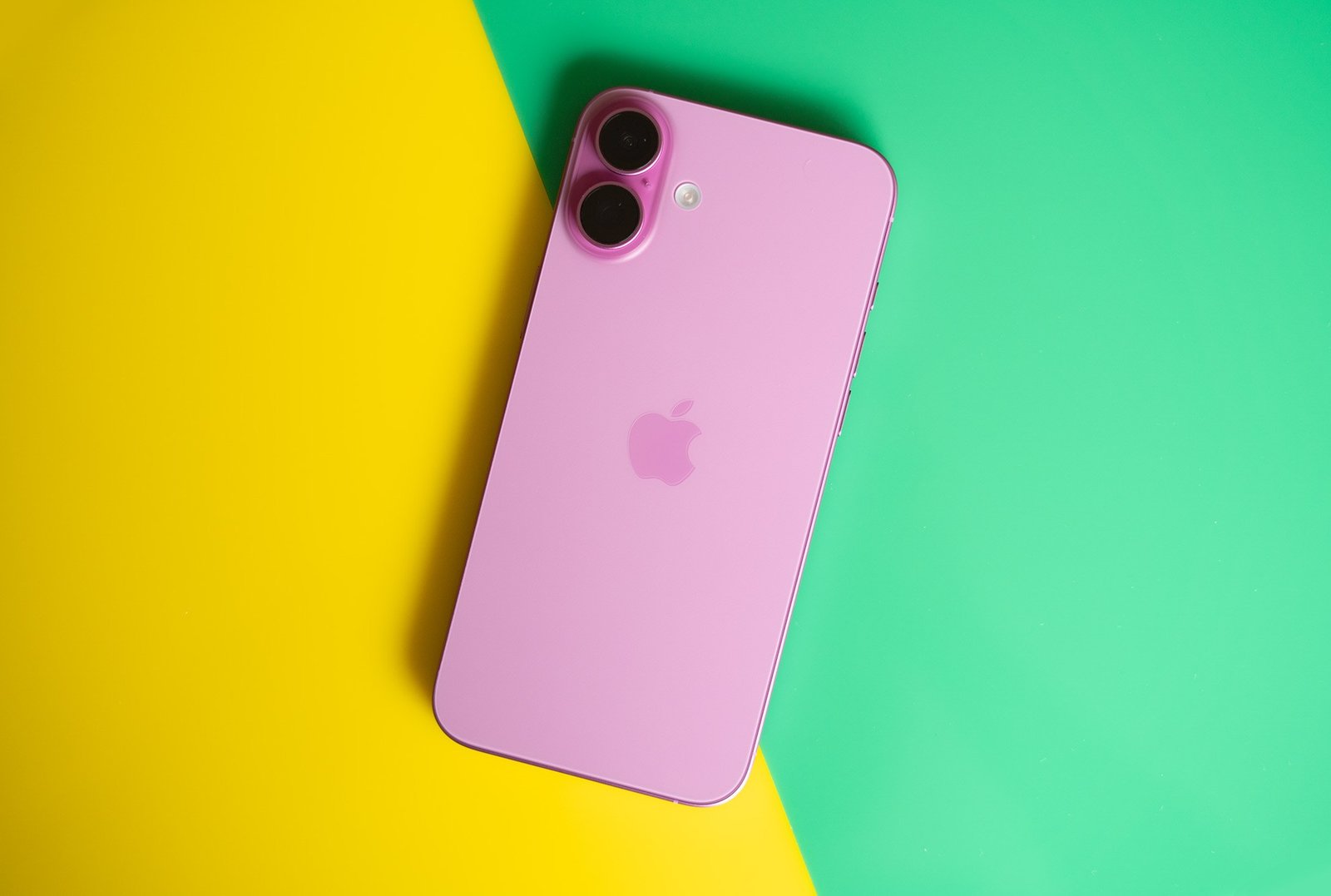 iPhone 16 Plus in pink.