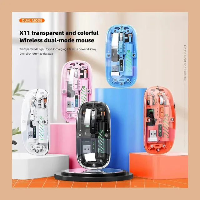 WiWU Crystal Magnetic Wireless Mouse WM105 – Tri-Mode Bluetooth & 2.4G Rechargeable Mouse