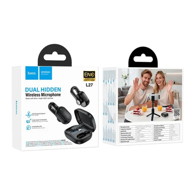 HOCO Wireless lavalier microphone USB C Hoco L27 black Black