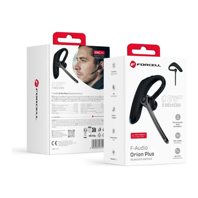 Forcell Wireless mono headset (ENC, Multipoint, BT 6.0 + EDR, 170mah) FORCELL Orion Plus Black