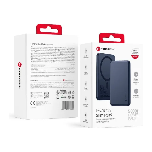 Forcell F-Energy Slim F5K9 QC4.0 PD3.0 15W 5000 mAh  Magsafe Power Bank Navy