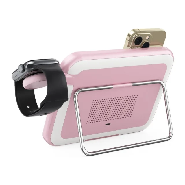 FORCELL F-ENERGY Mag Mirror 15W 3 in 1 wireless charger compatible with MagSafe / Apple Watch / Samsung Watch / Airpods pink