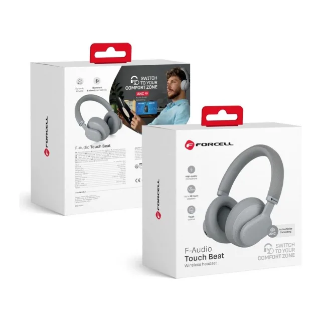Forcell F-Audio Touch Beat Wireless Headset - Active Noice Cancelling Grey